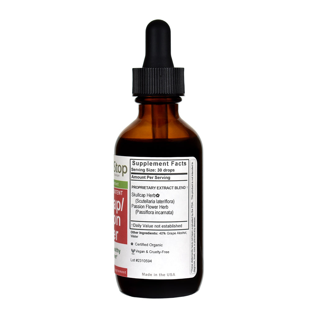 Skullcap/Passion Flower Liquid Extract 2 oz Bottle - Right