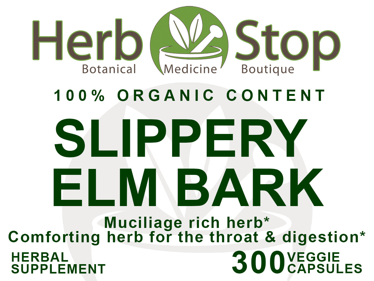 Organic Slippery Elm Capsules Label - Front