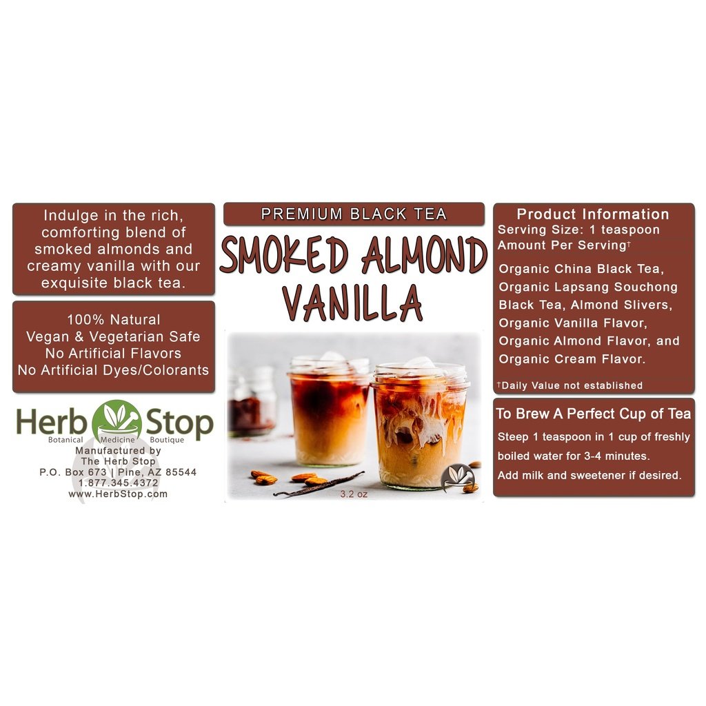 Smoked Almond Vanilla Loose Leaf Black Tea Label