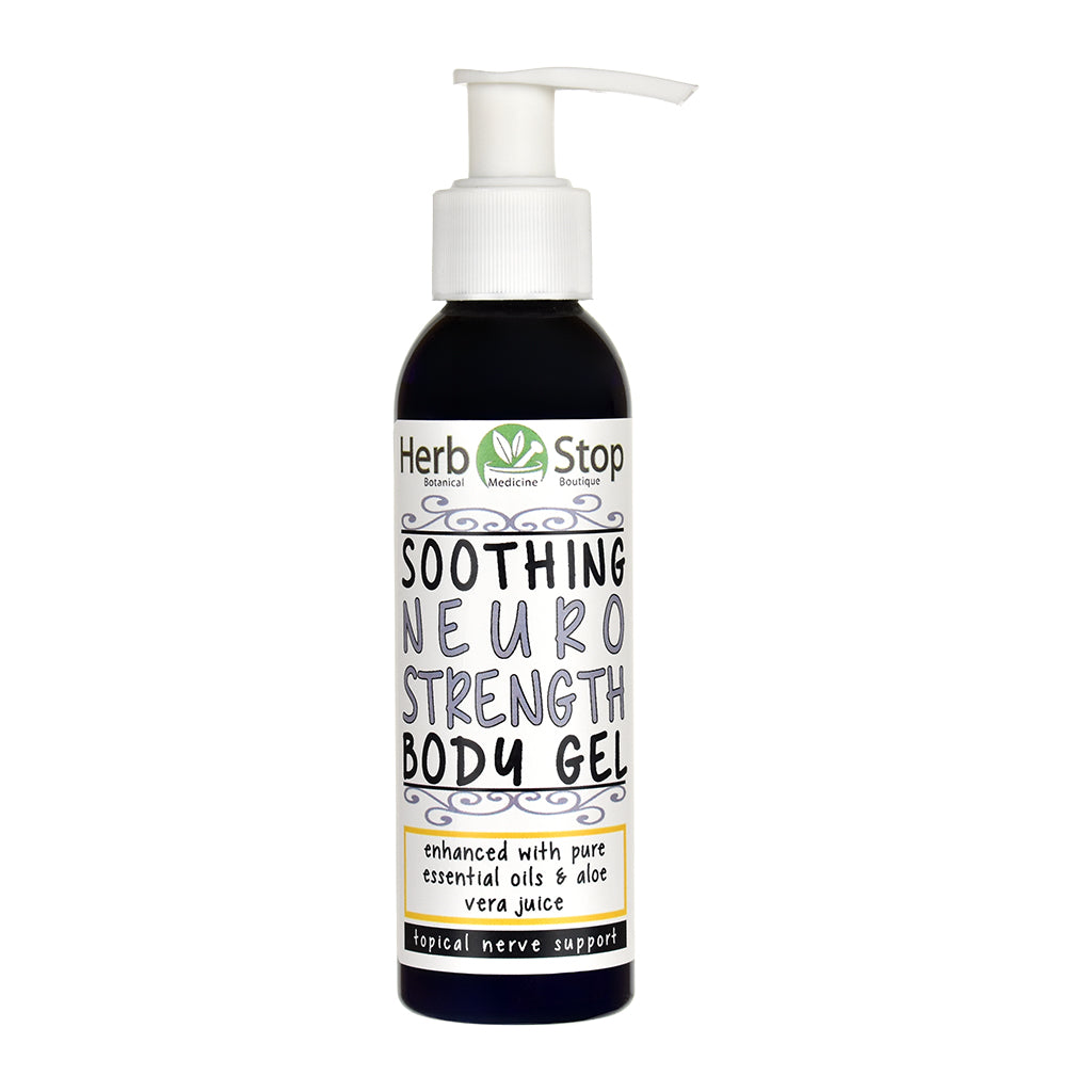 Herb Stop Soothing Neuro Strength Body Gel bottle on a white background