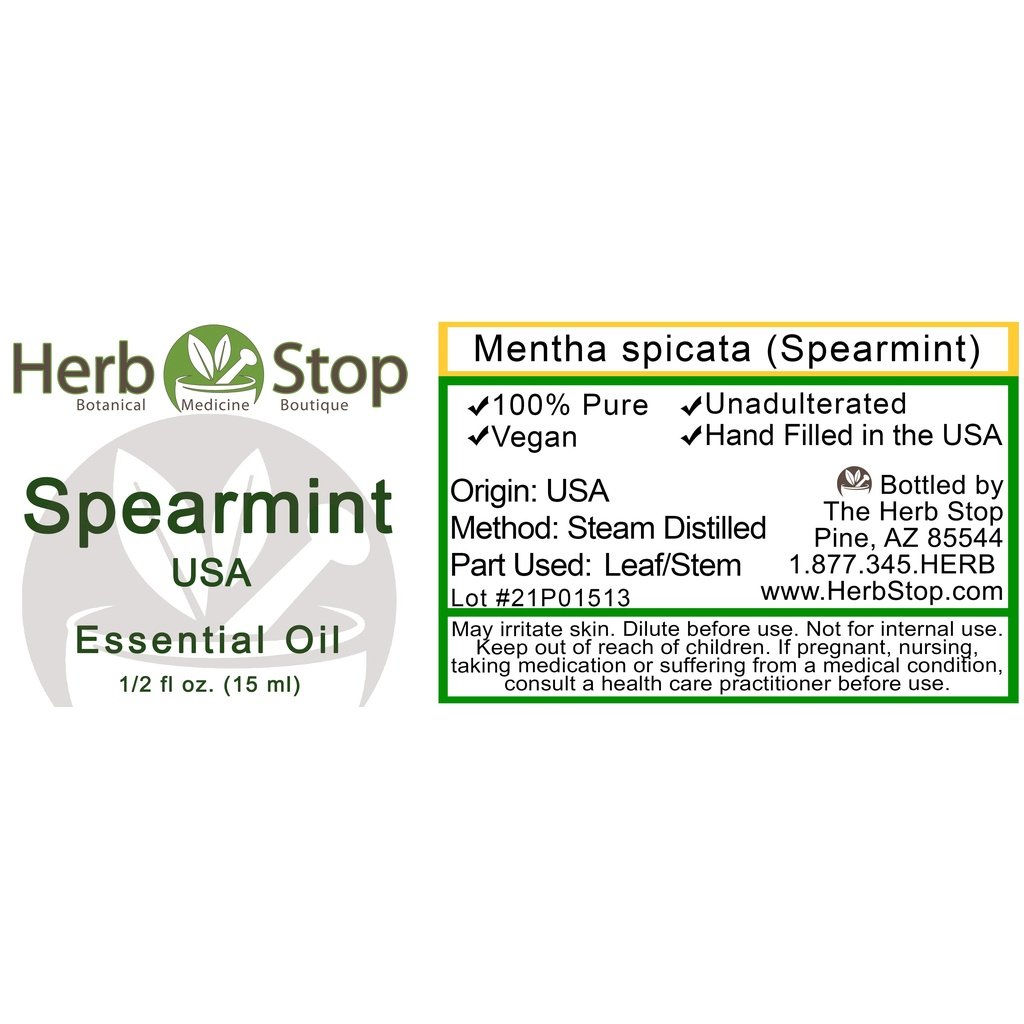 Spearmint USA Essential Oil Label
