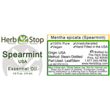 Spearmint USA Essential Oil Label