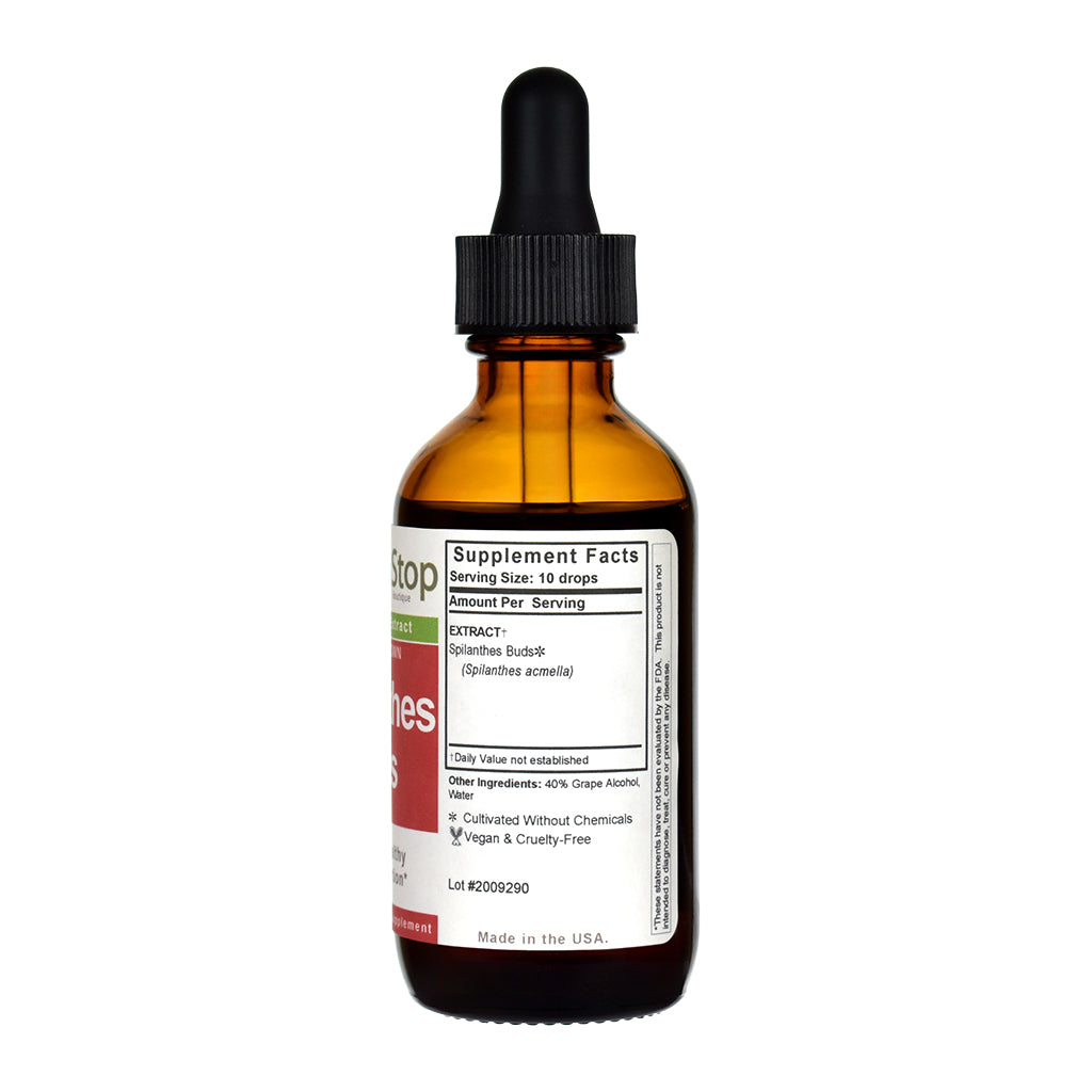 Locally Grown Spilanthes Liquid Extract 2 oz Bottle - Right