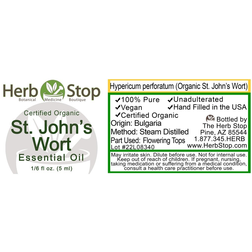 Organic St. John's Wort Essential Oil Label