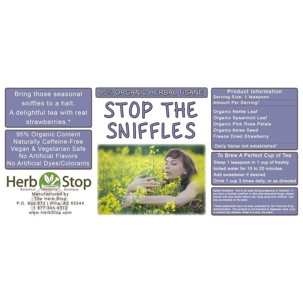 Stop the Sniffles Loose Leaf Herbal Tea Label