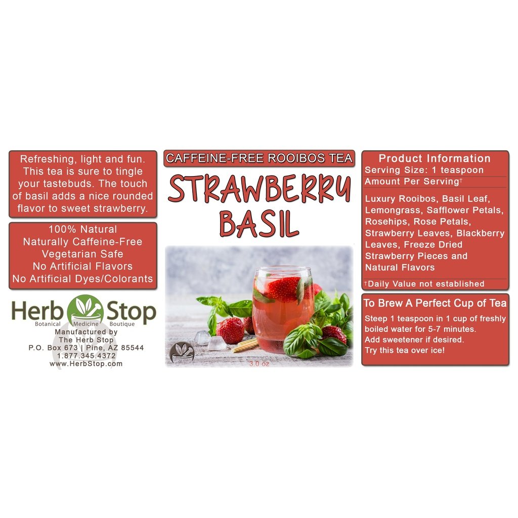 Strawberry Basil Loose Leaf Rooibos Tea Label