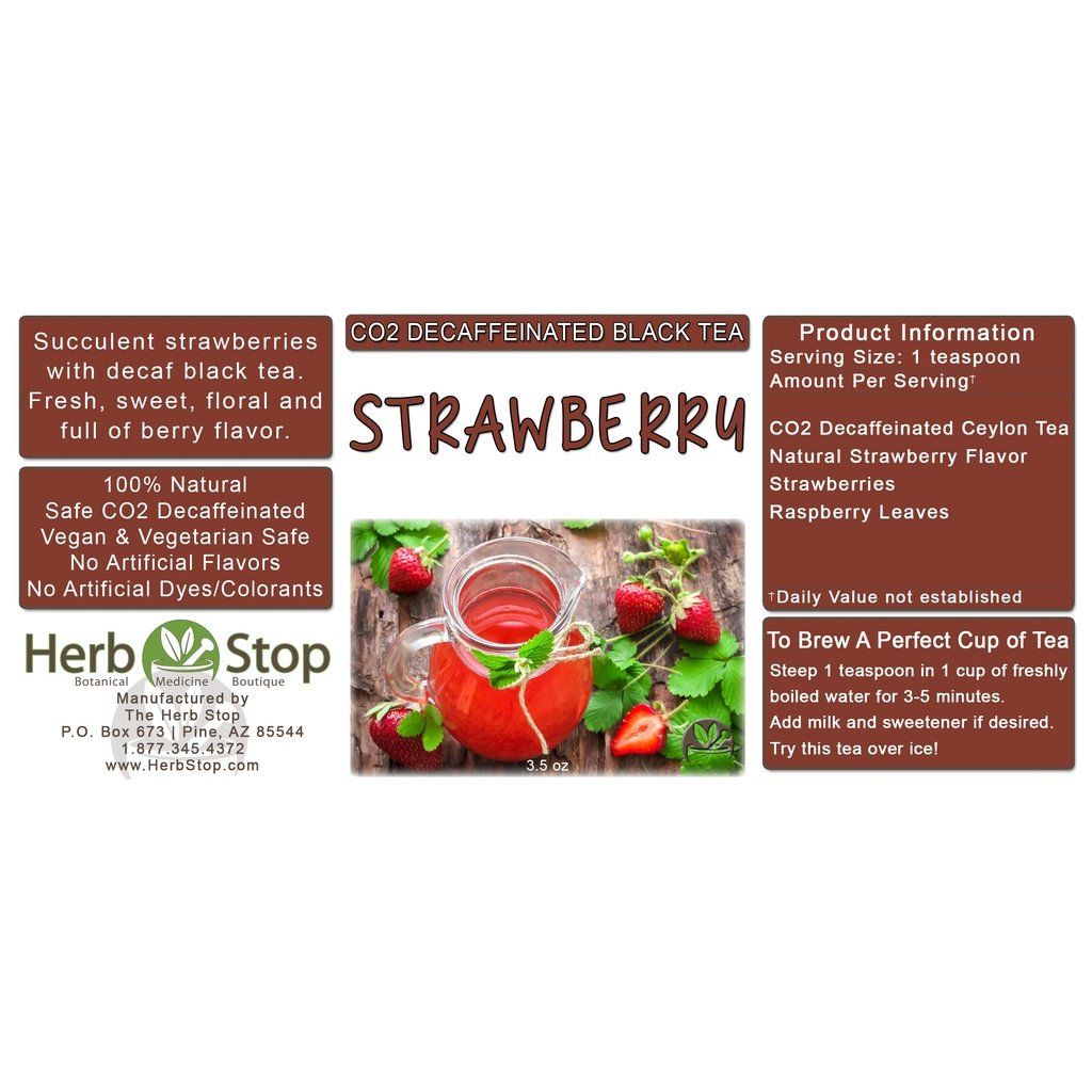 Strawberry Loose Leaf Decaf Black Tea Label