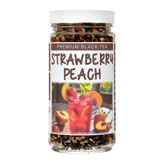 Strawberry Peach Loose Leaf Black Tea in a Glass Jar