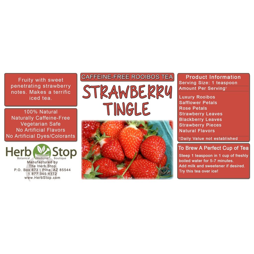 Strawberry Tingle Loose Leaf Rooibos Tea Label
