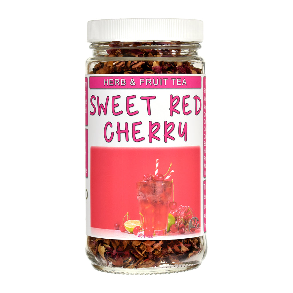 Sweet Red Cherry Herb and Fruit Tea in glass jar