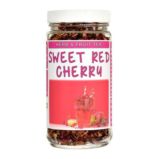 Sweet Red Cherry Herb and Fruit Tea in glass jar