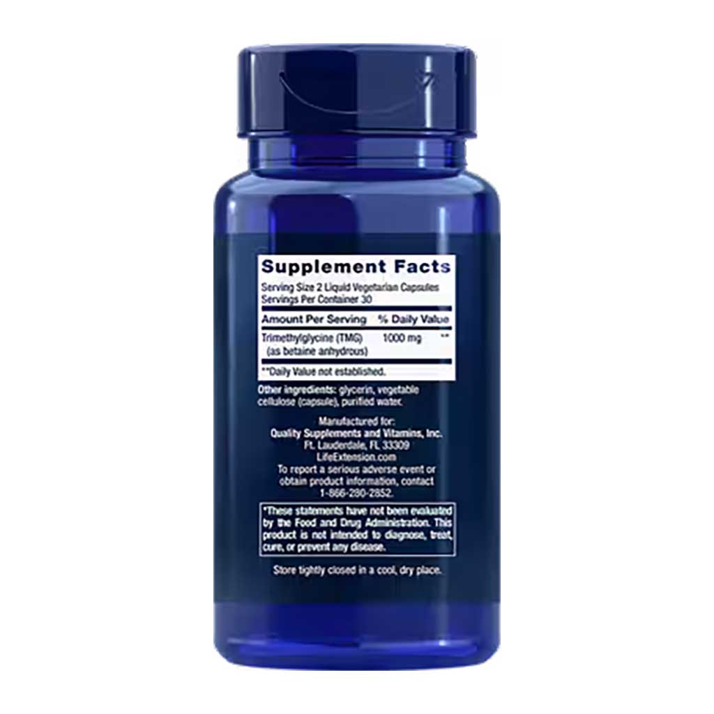 TMG by Life Extension - Back of Bottle
