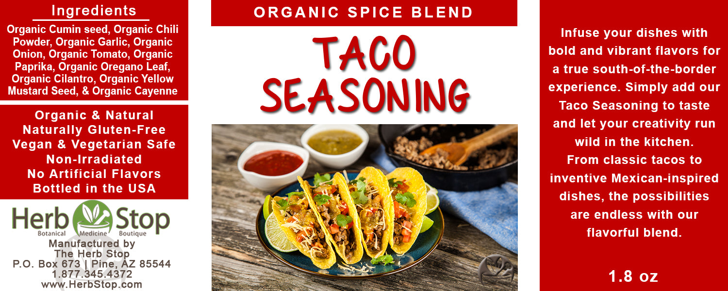 Organic Taco Seasoning Label