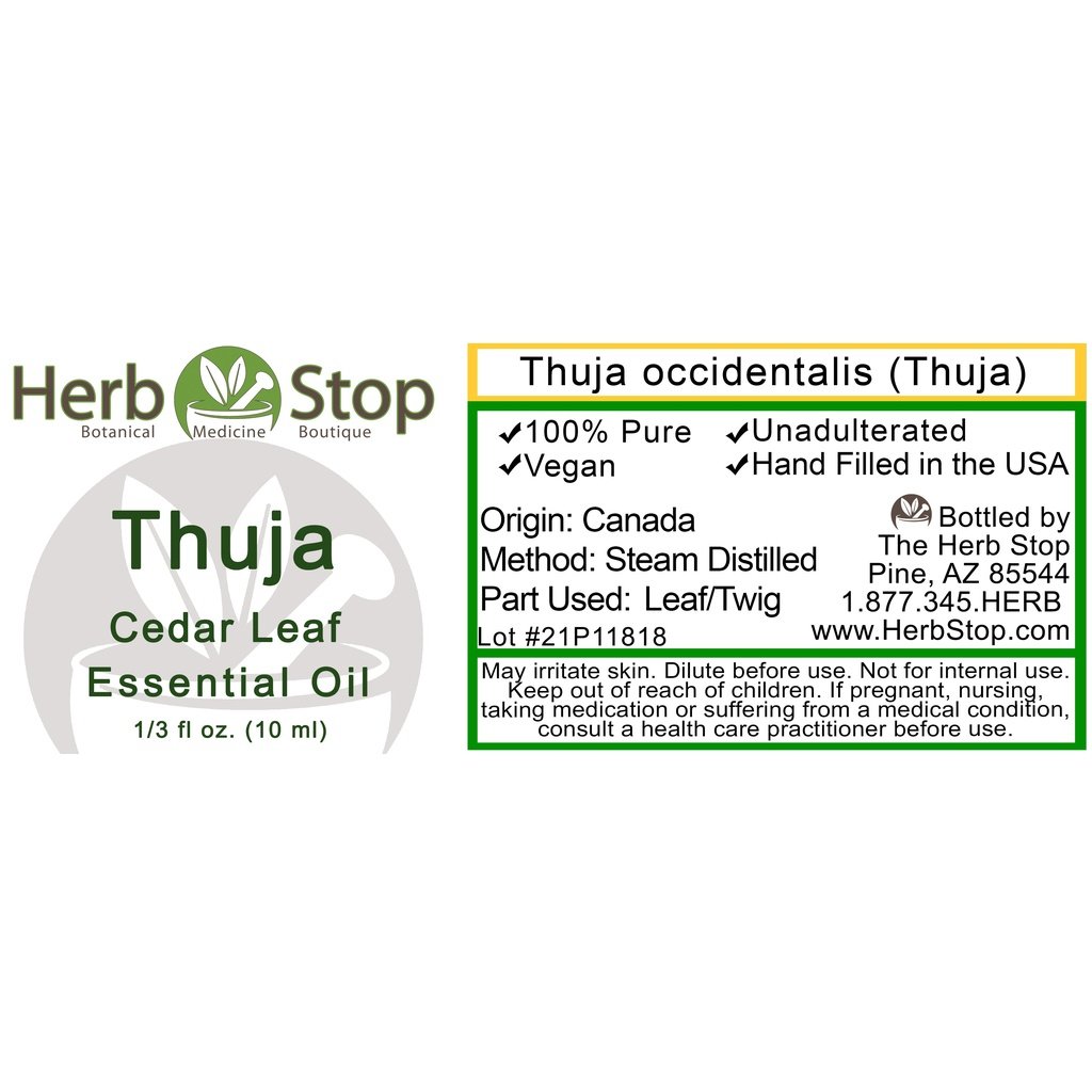 Thuja Essential Oil Label