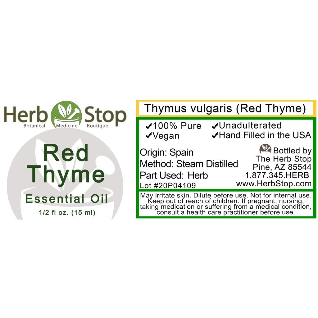 Red Thyme Essential Oil Label