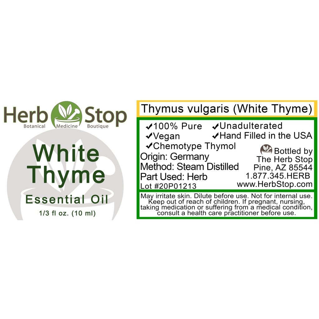 White Thyme Essential Oil Label