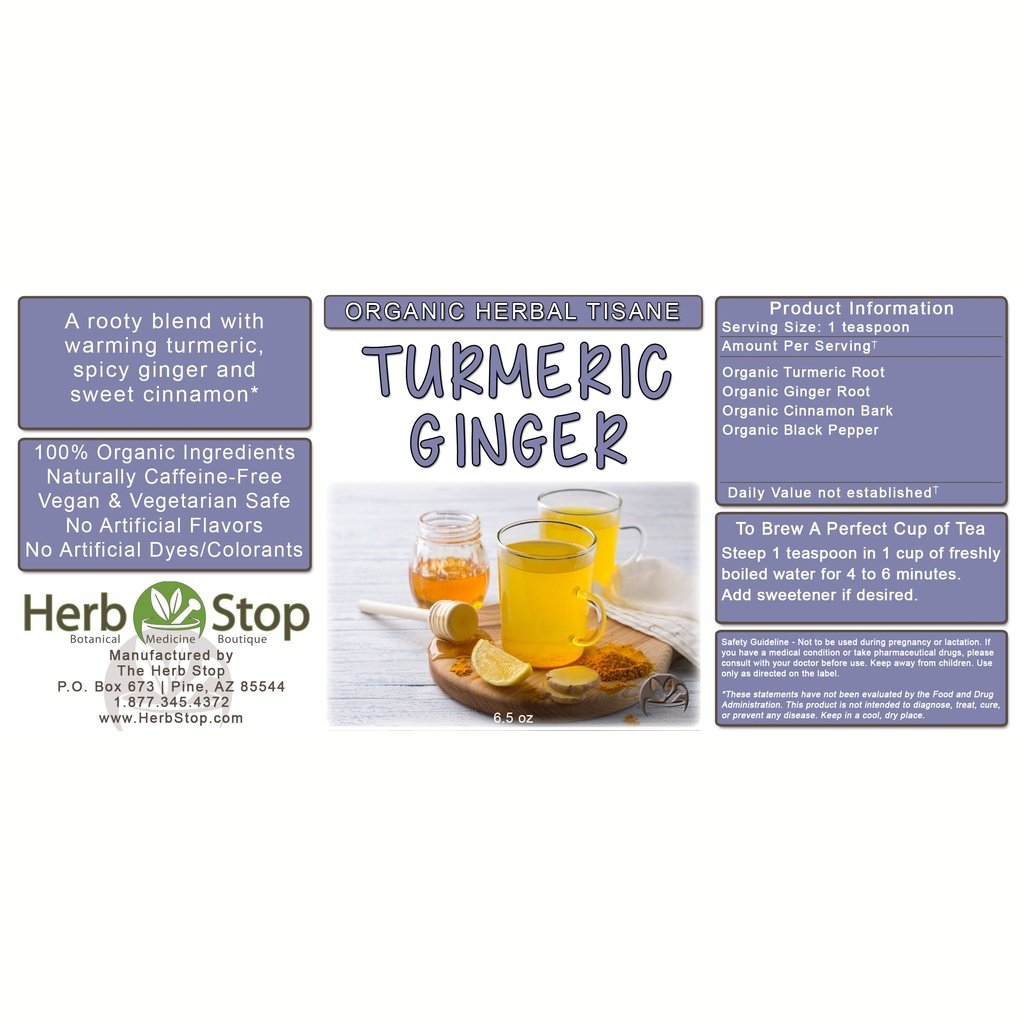 Turmeric Ginger Loose Leaf Herbal Tea Label