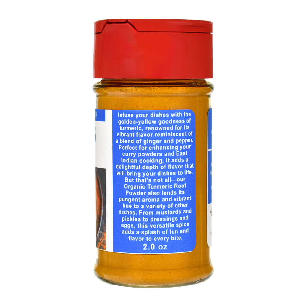 Organic Turmeric Root Powder Spice Jar - Right Side