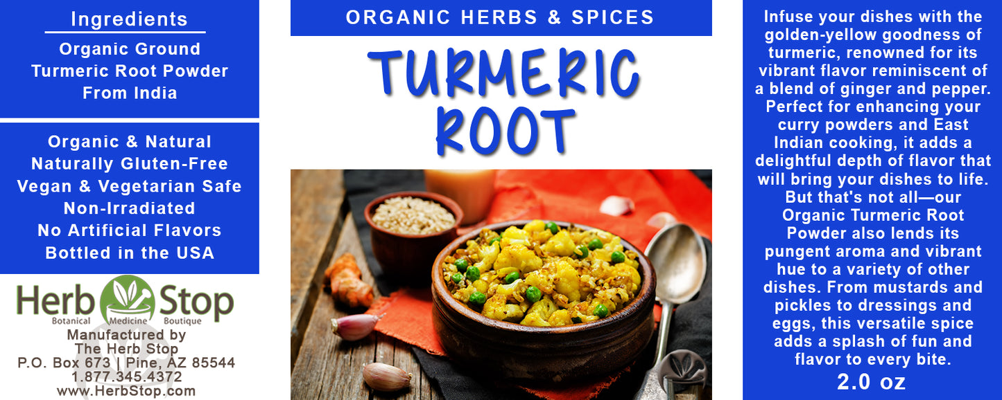 Organic Turmeric Root Powder Label