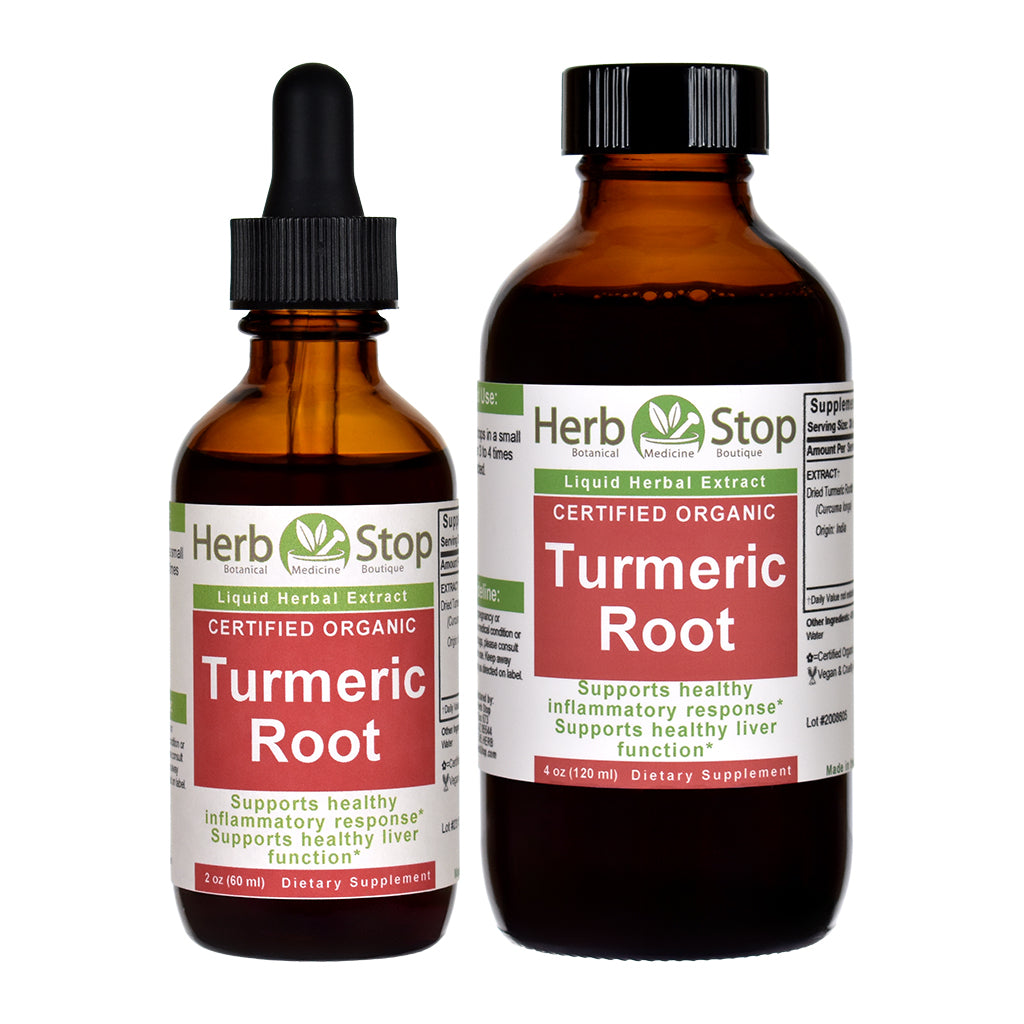 Organic Turmeric Root Liquid Extract Bottles