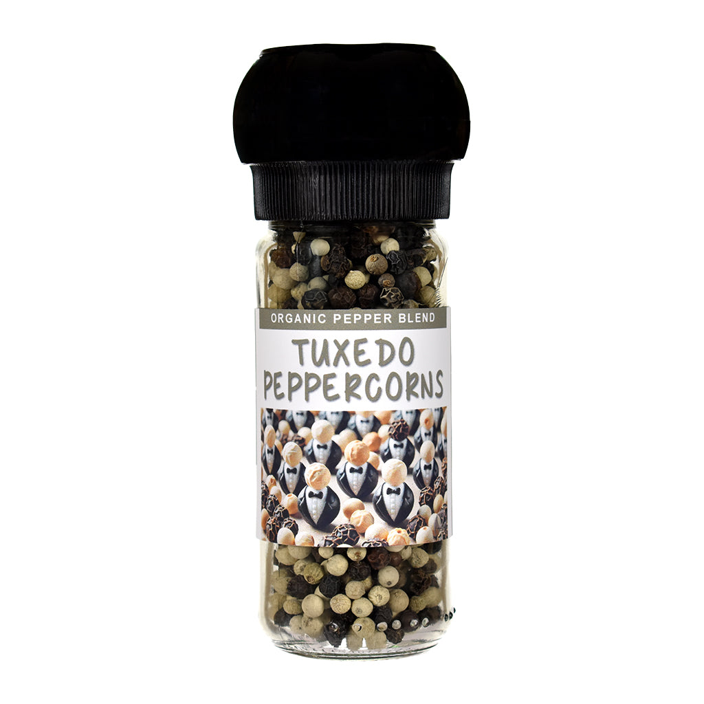Organic Tuxedo Peppercorns Blend Jar with Grinder Lid