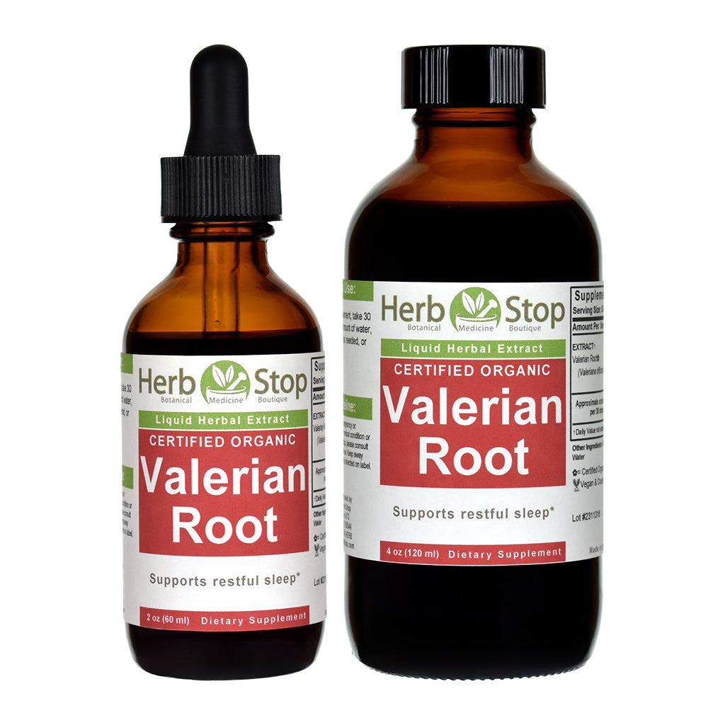 Organic Valerian Root Liquid Extract Bottles