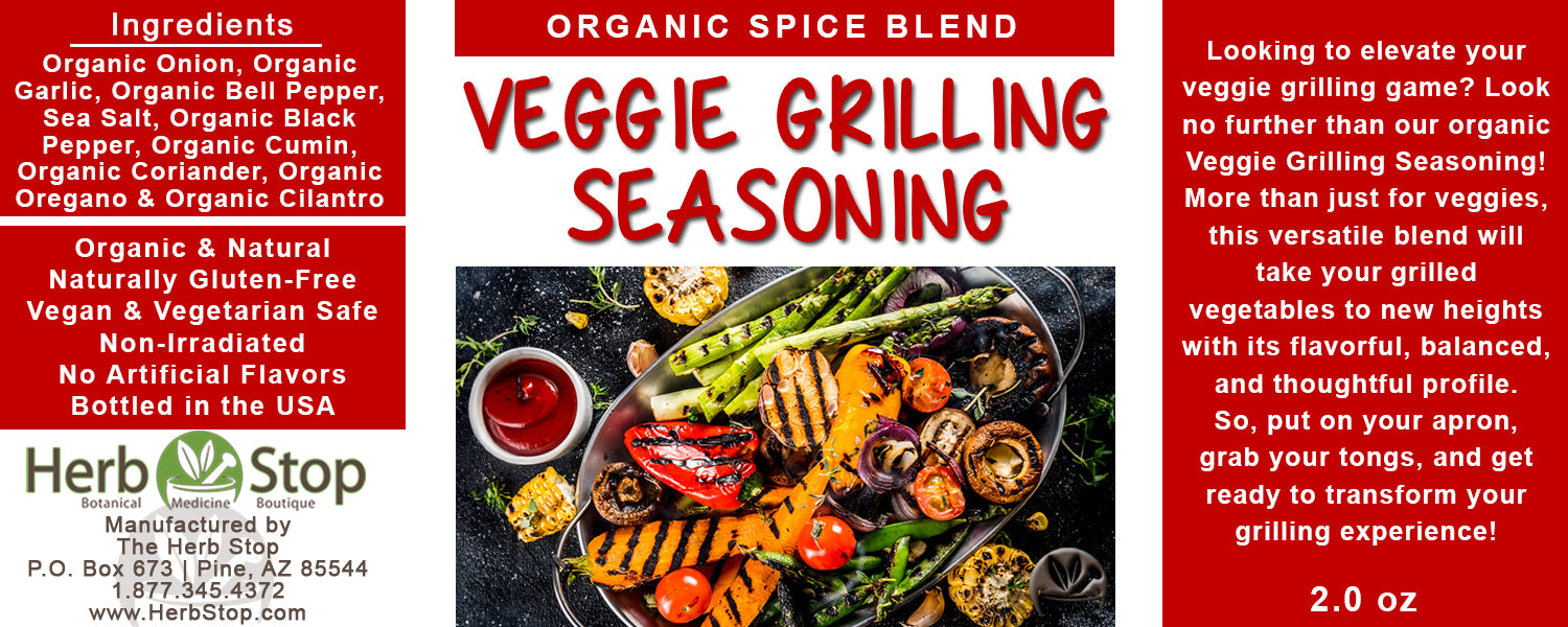 Organic Veggie Grilling Seasoning Label