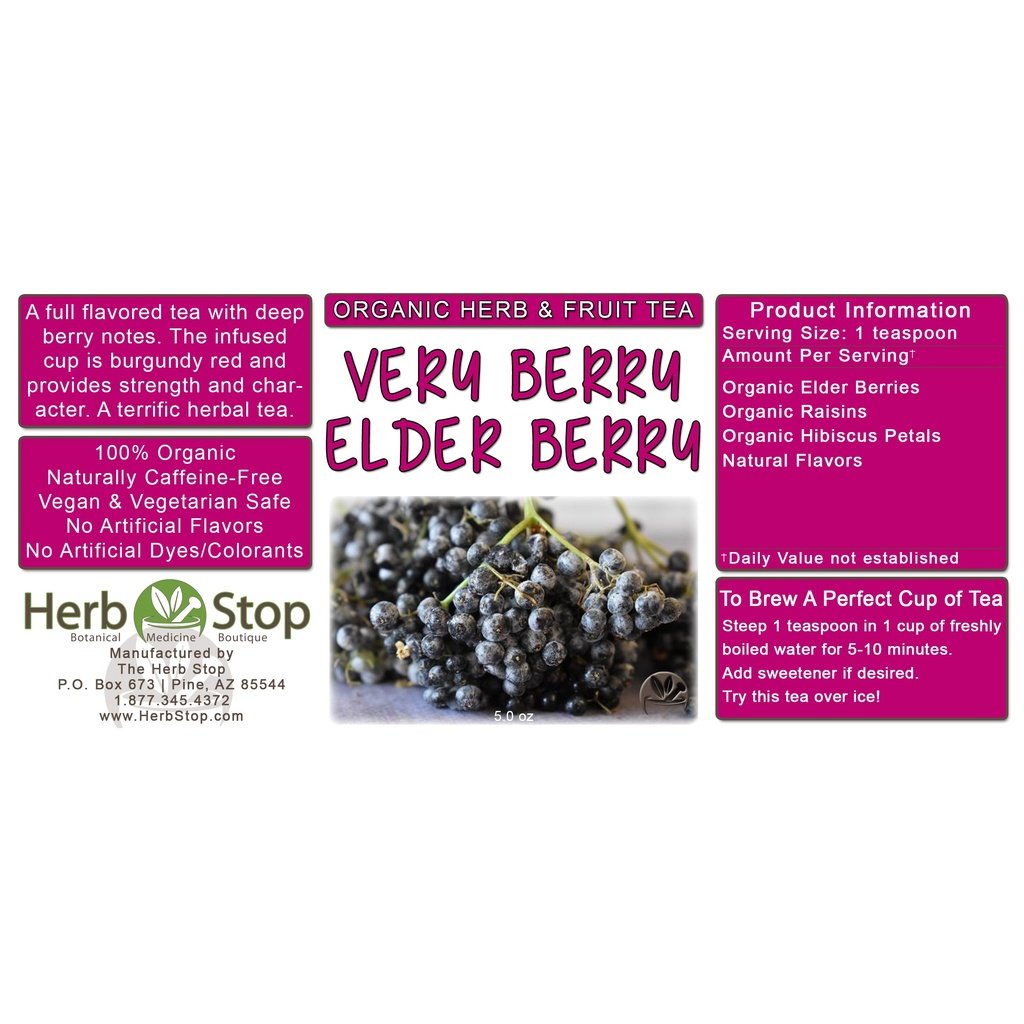 Very Berry Elder Berry Loose Leaf Herb & Fruit Tea Label