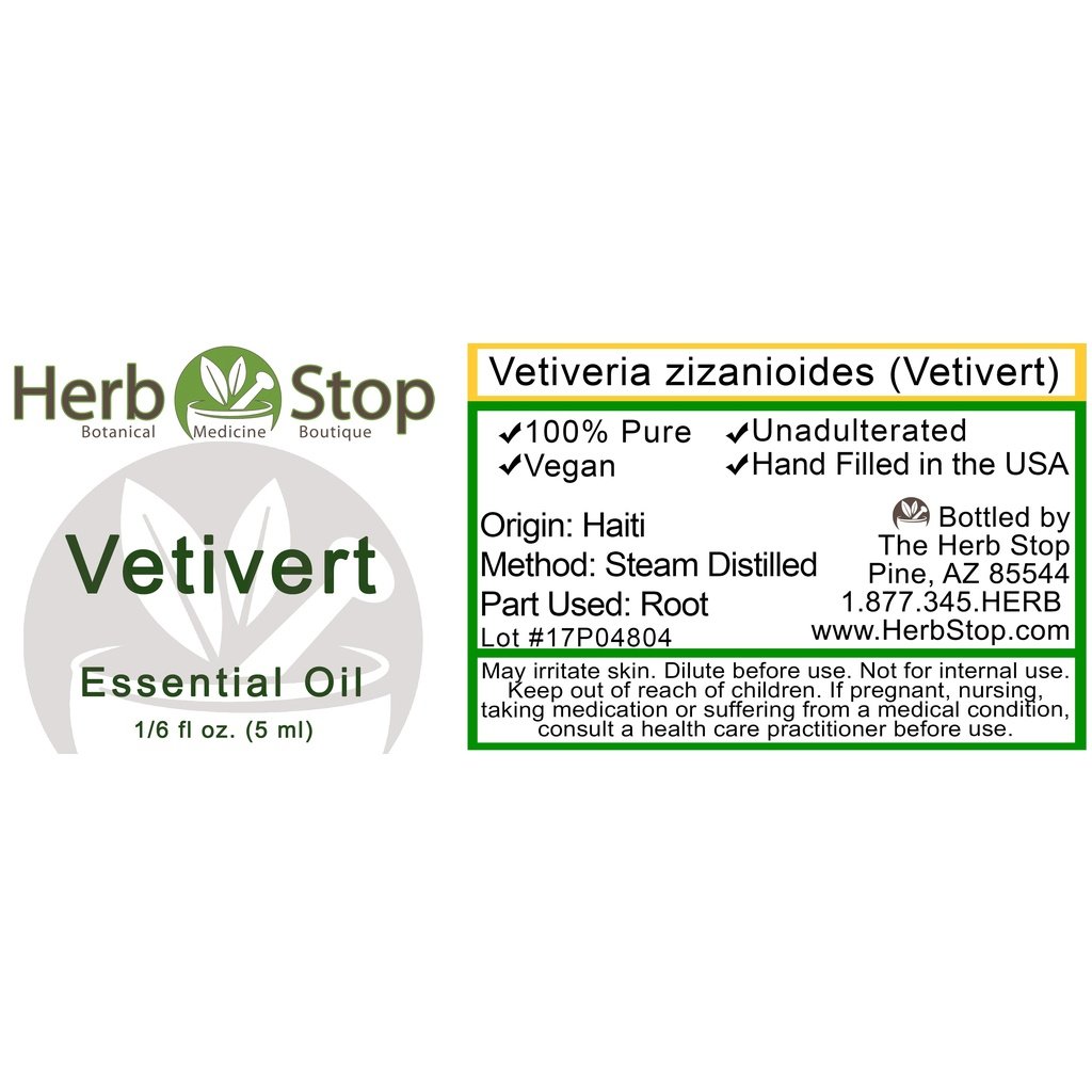 Vetivert Essential Oil Label