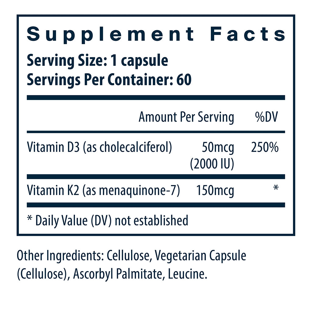 Vital Nutrients Vitamin D3 & K2 - Supplement Facts