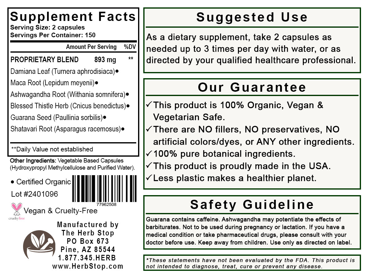 Women's Potency Capsules Label - Back