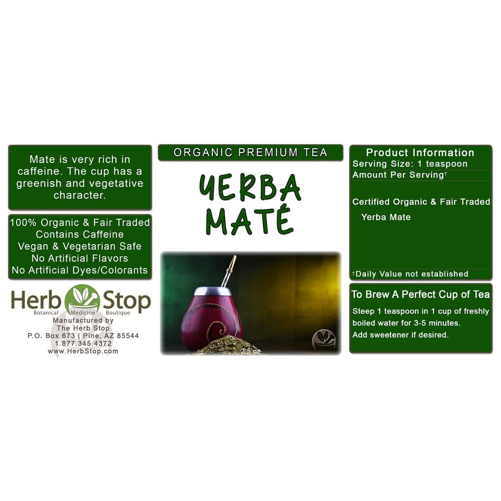 Organic Yerba Mate Loose Leaf Tea Label