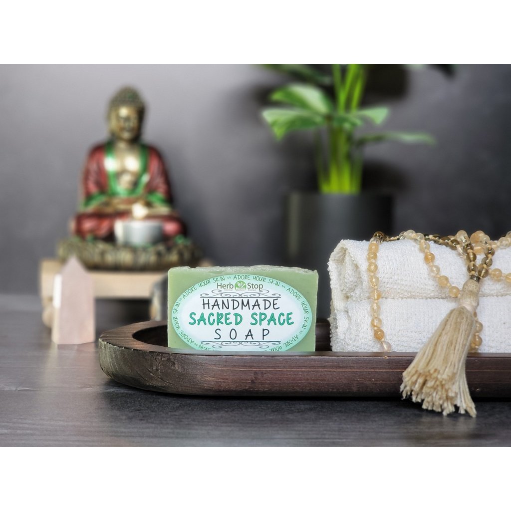 Sacred Space with Mala on towels