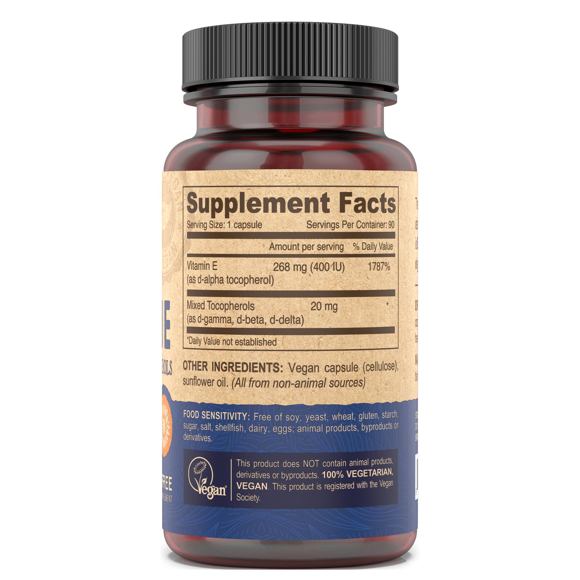 Deva Vegan Vitamin E Supplement Facts