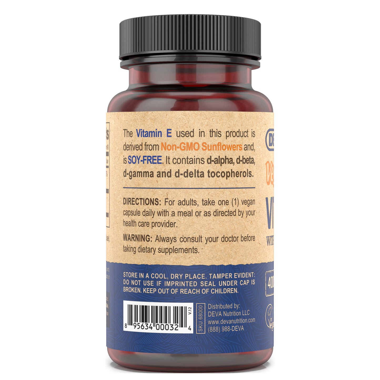 Deva Vegan Vitamin E Label