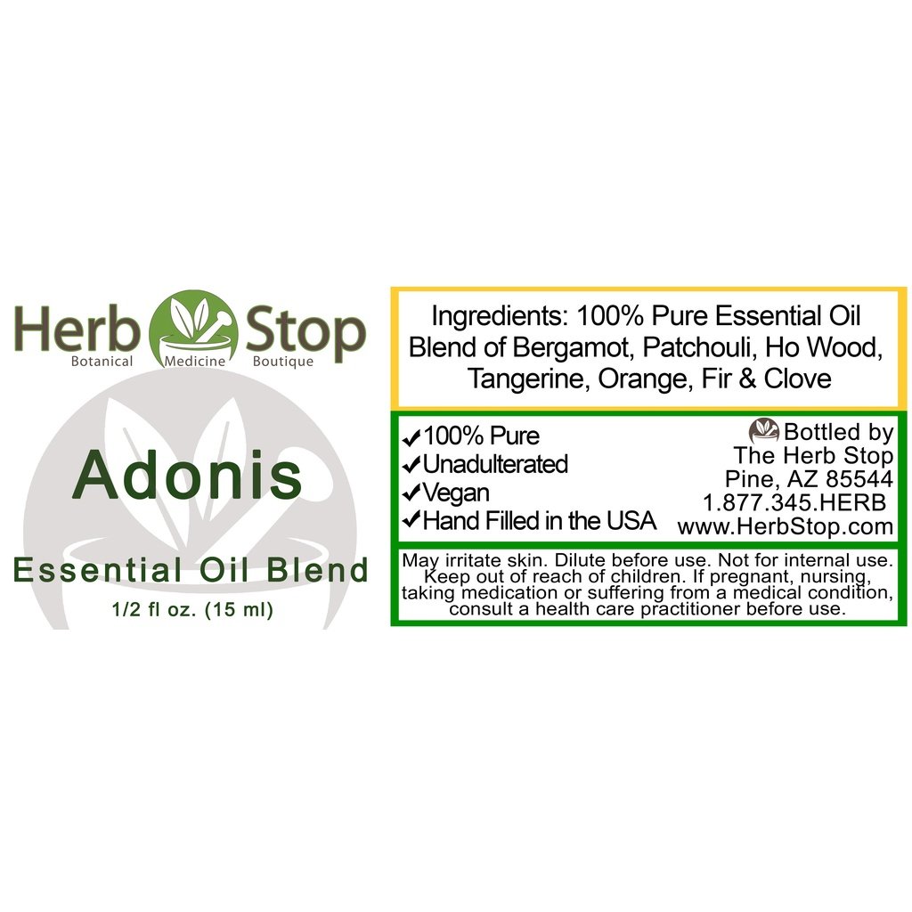 Adonis Essential Oil Blend Label
