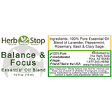 Balance & Focus Aromatherapy Essential Oil Blend Label
