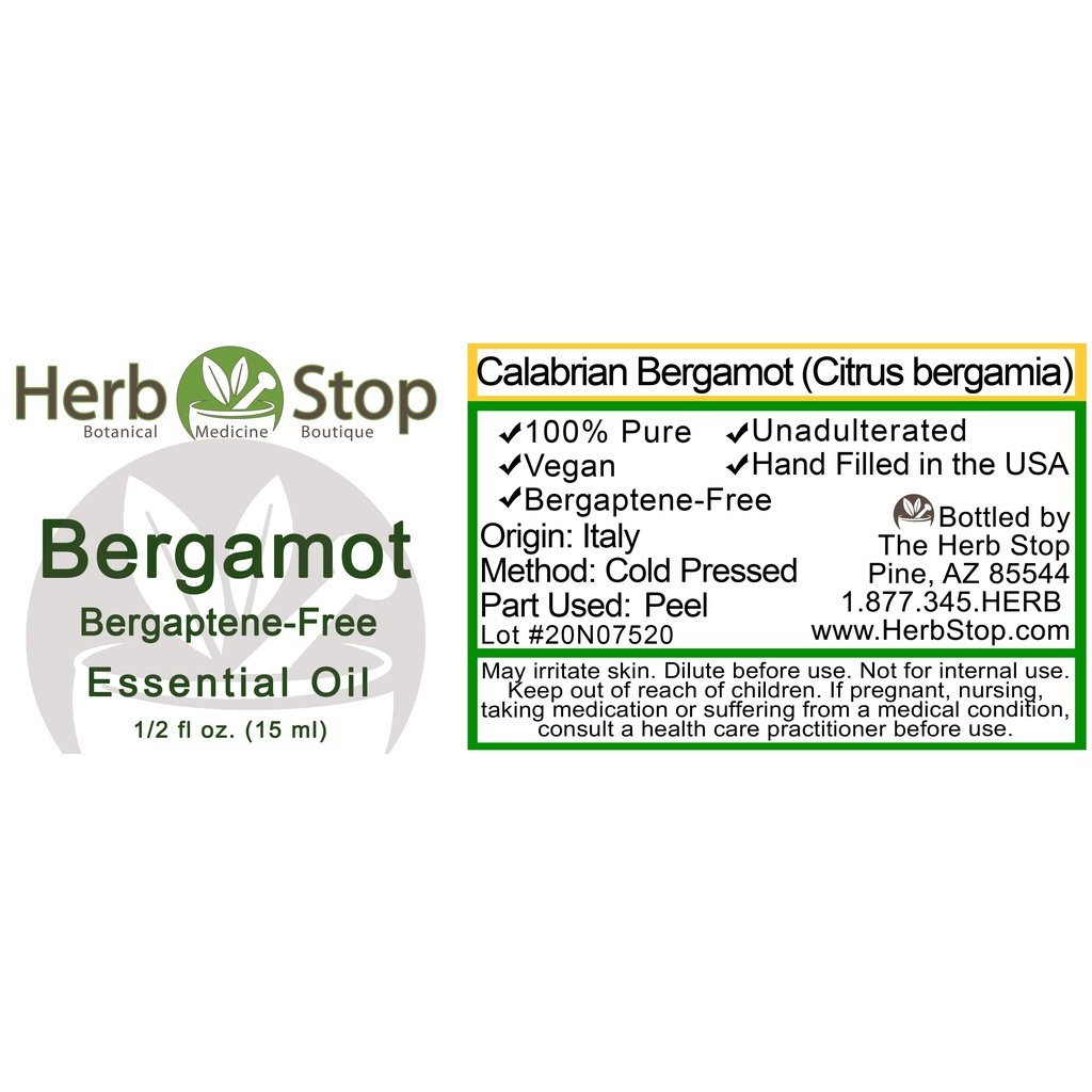 Bergamot Essential Oil Label