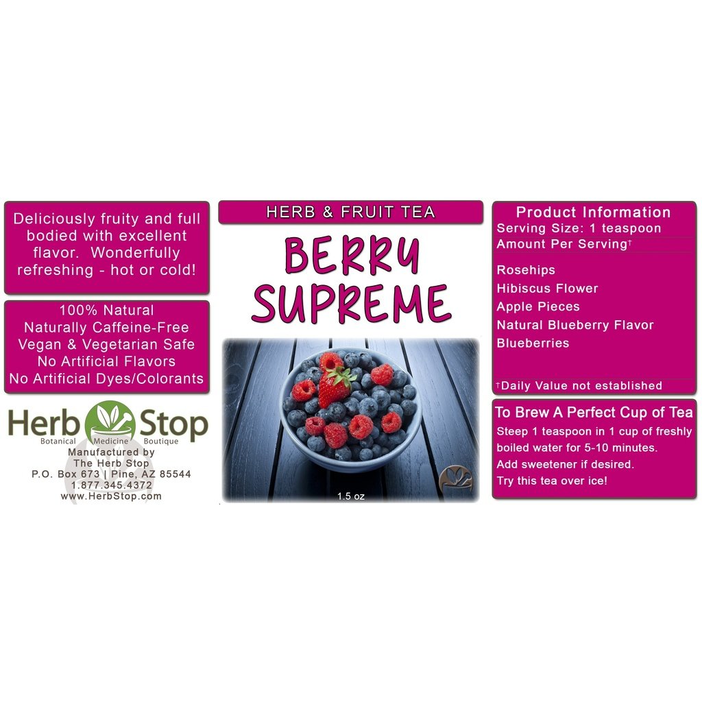 Berry Supreme Herb & Fruit Tea Label