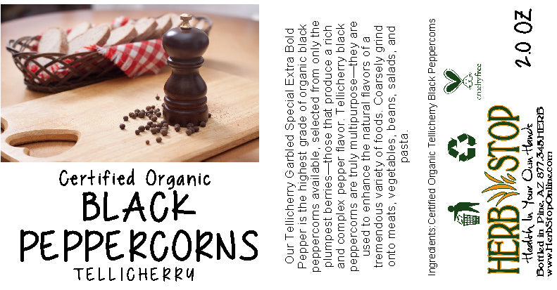 Black Peppercorns Label