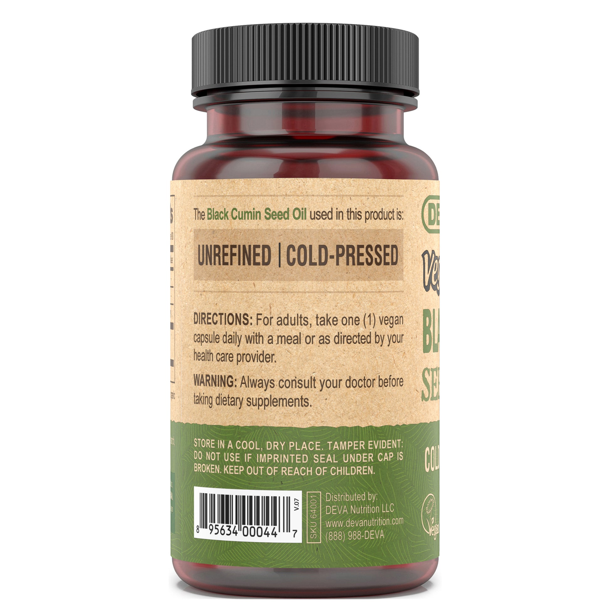 Deva Vegan Black Cumin Seed Oil Label