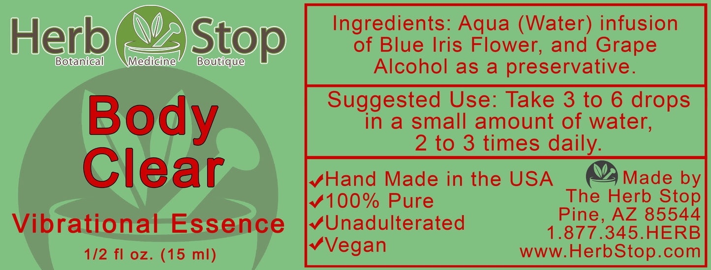Body Clear Vibrational Essence Label