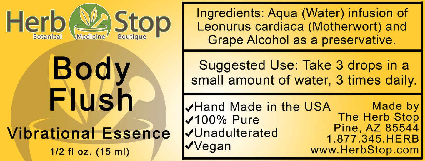 Body Flush Vibrational Essence Label