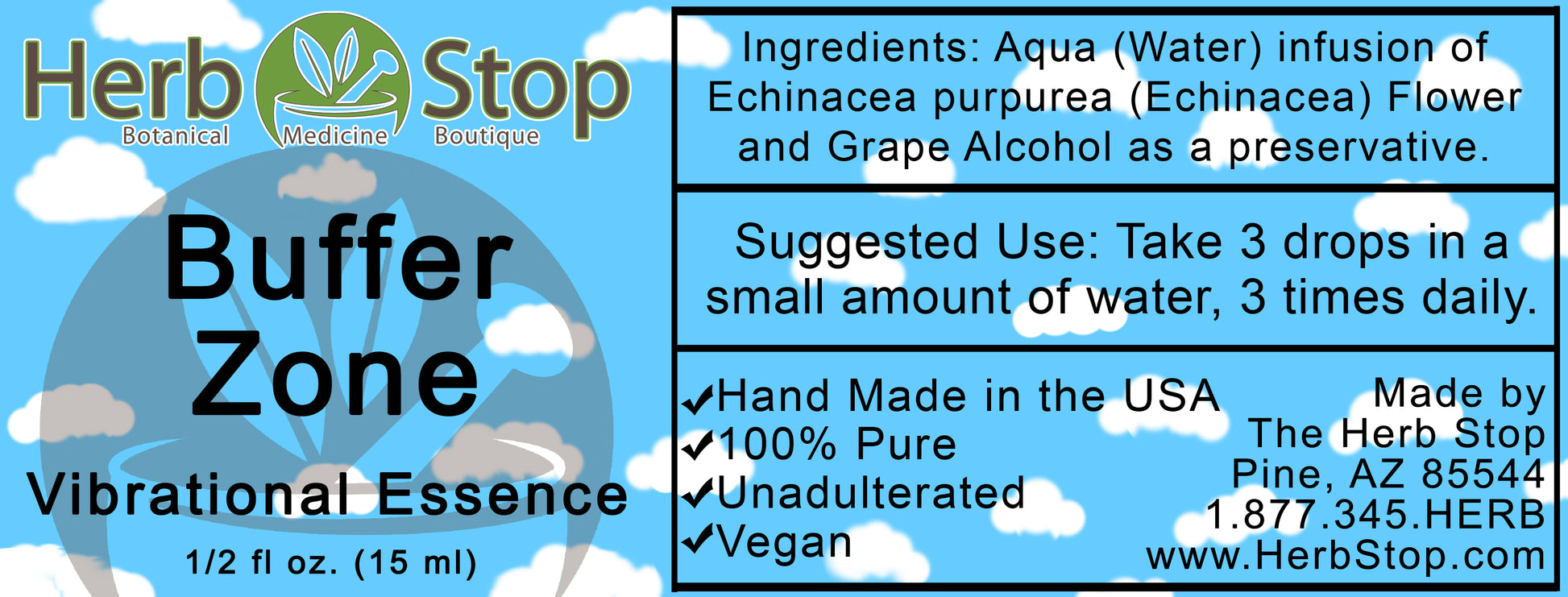 Buffer Zone Vibrational Essence Label