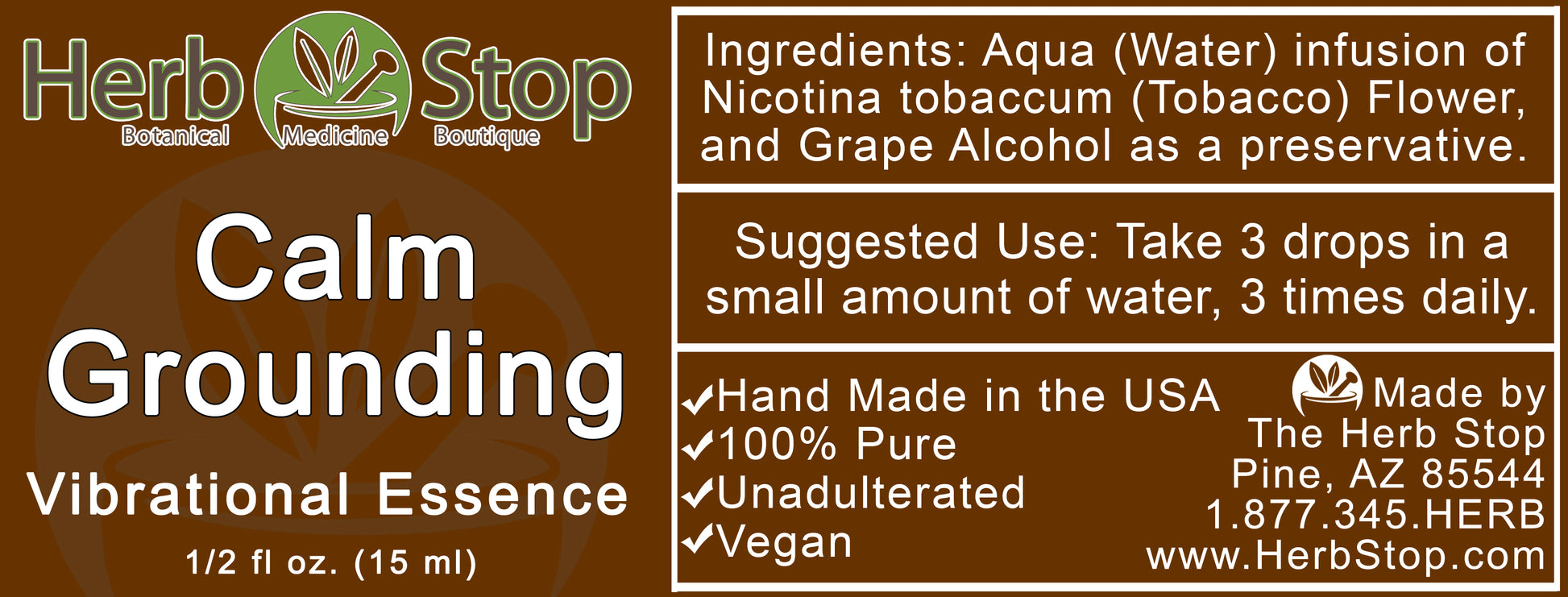 Calm Grounding Vibrational Essence Label
