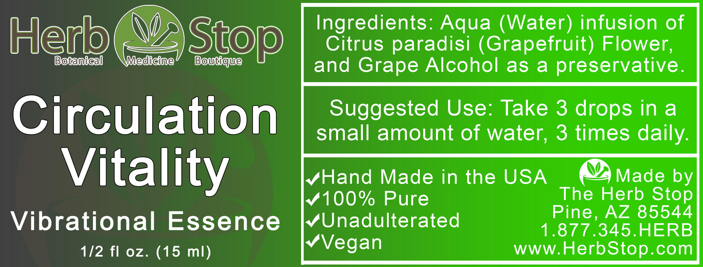Circulation Vitality Vibrational Essence Label