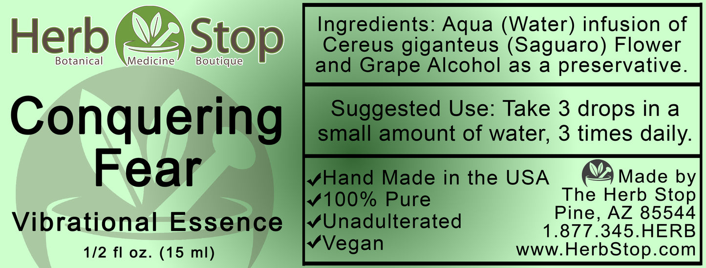 Conquering Fear Vibrational Essence Label