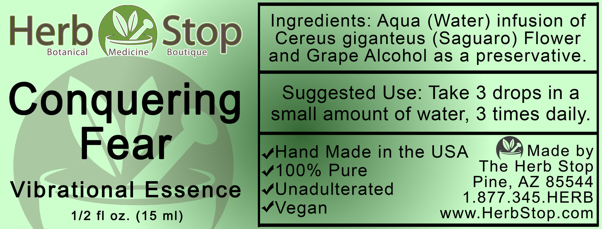 Conquering Fear Vibrational Essence Label