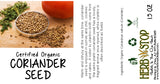 Organic Coriander Seed Label