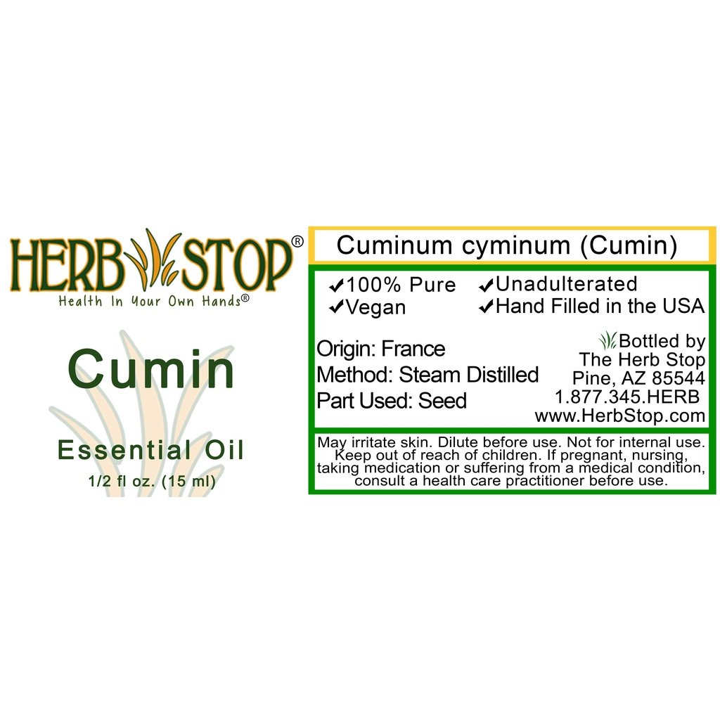 Cumin Essential Oil Label